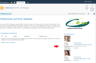 SharePoint Site Kontakt-WebPart Screenshot