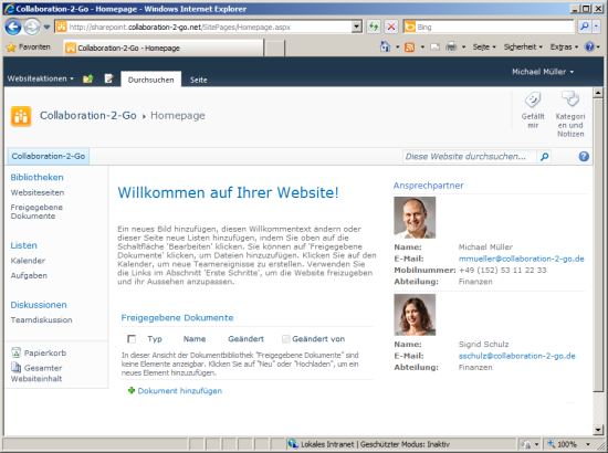 Kontakt WebPart für SharePoint
