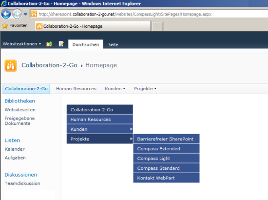 Site Compass für  SharePoint: WebPart