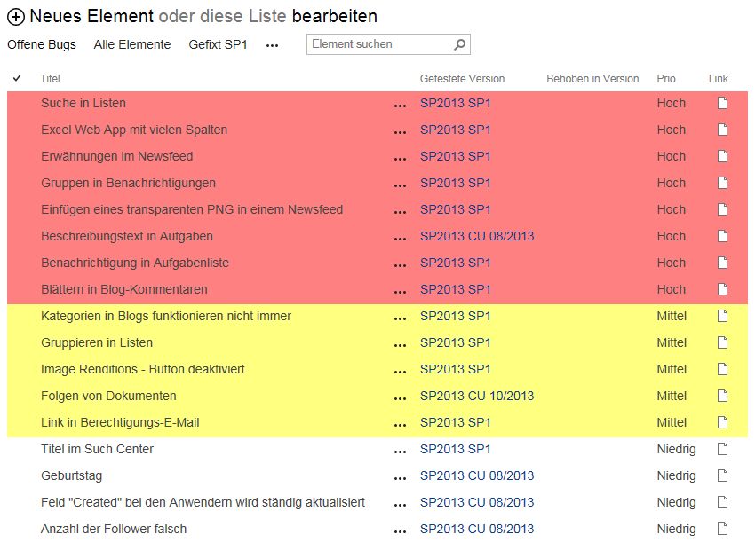 Coloured SharePoint list