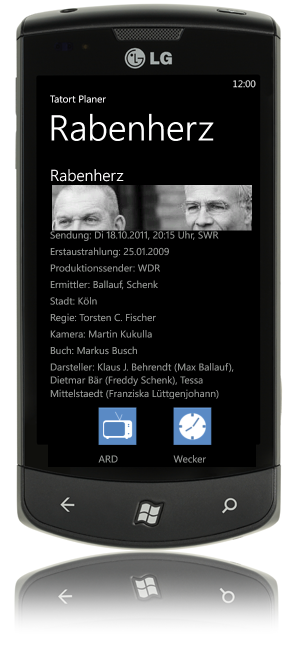 Tatort Planer auf einem Handy