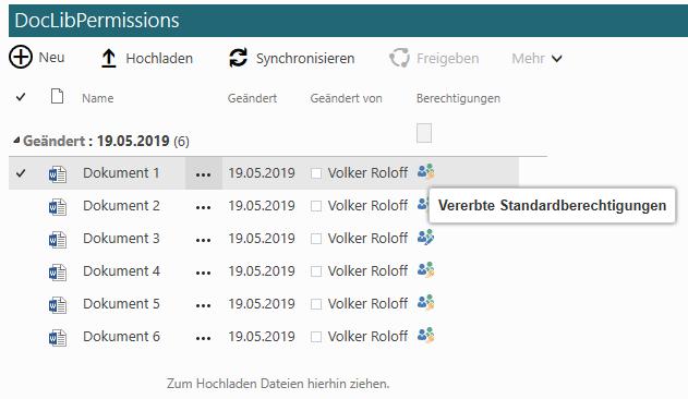 Documents with inherited permissions